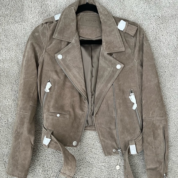 Blank NYC Jackets & Blazers - NWT Blank NYC Small Taupe Suede Leather Moto Jacket